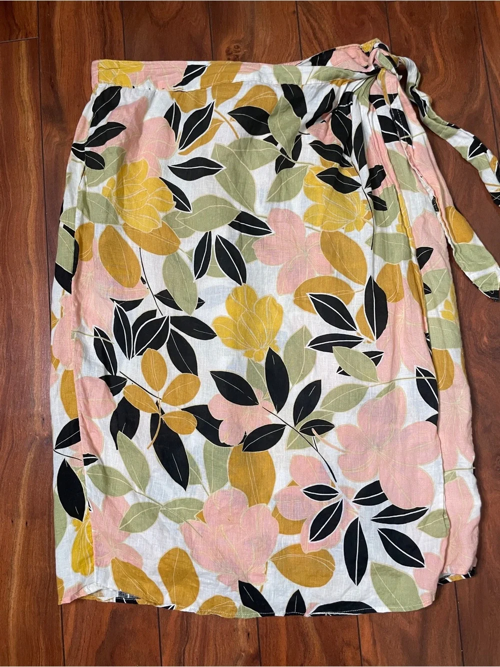 Rachel Zoe Floral Midi Linen Wrap Skirt